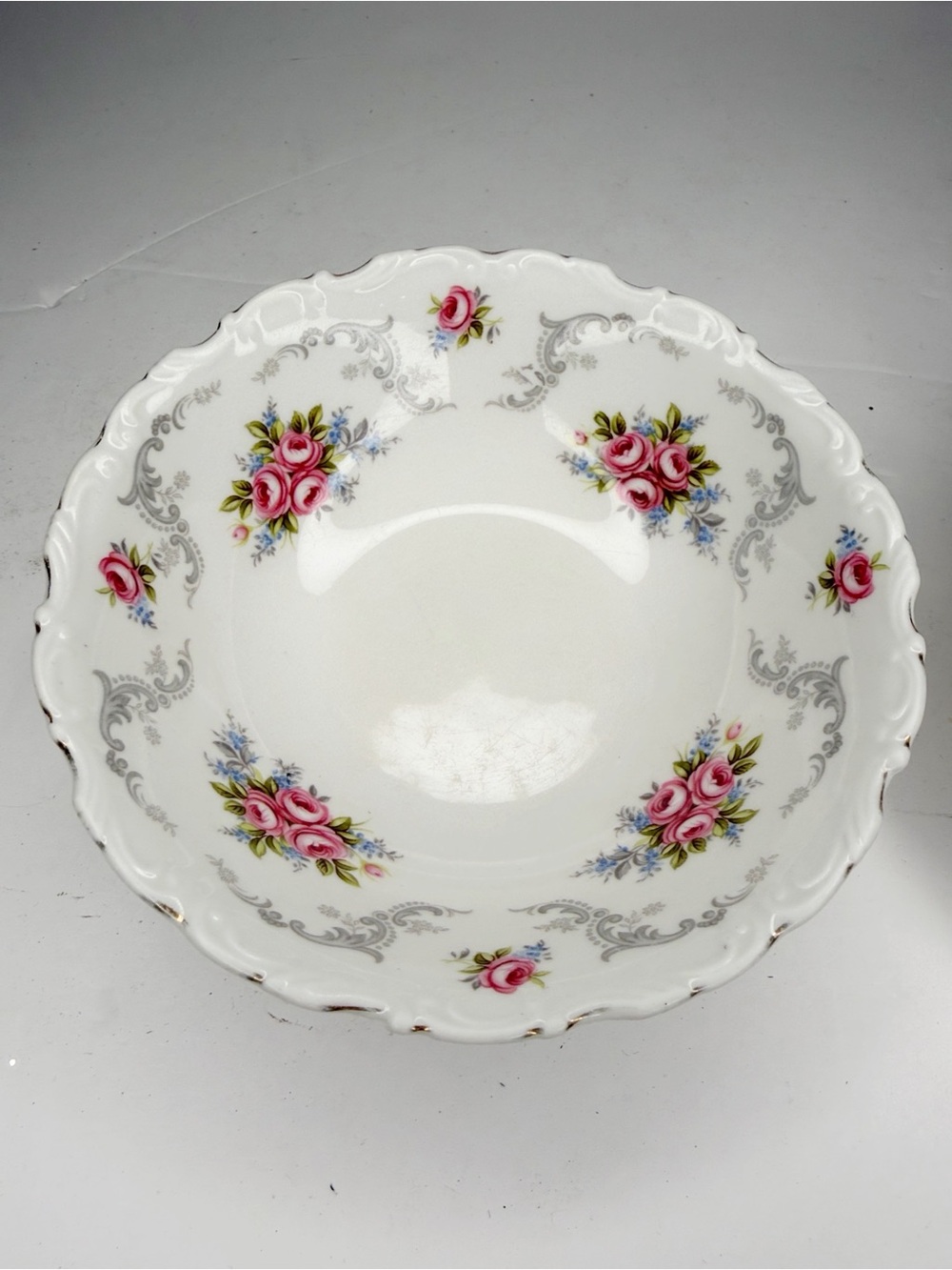 Vtg Royal Albert 6.26” Tranquillity White Bone Pink Rose Motif Cereal Bowl